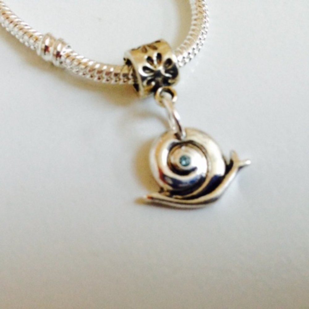 “SNAIL” Sterling Silver Plated Dangling Charm For European Style Charm Bracelet